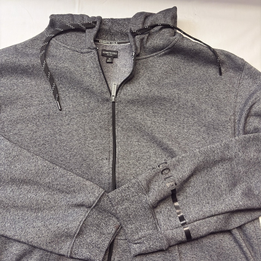 Kenneth Cole New York Mens 4X Gray Full Zip Fleece Hoodie Hooded Jacket M-410